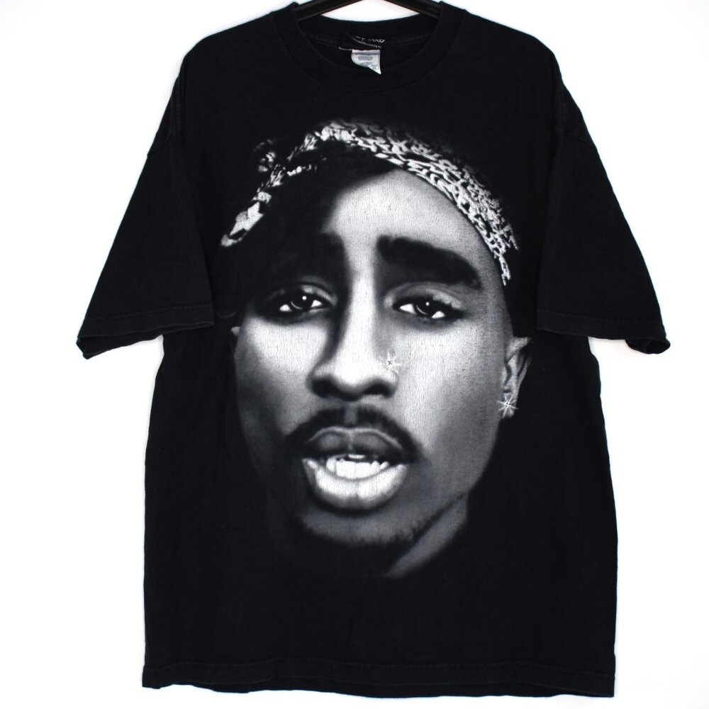 Vintage Tupac Mens XL Y2K Big Face Hip-Hop Rap Tee T-Shirt RARE Q1109